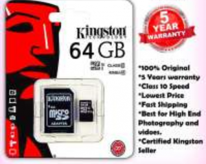 Kingston 64 Gb -  Memory Card - Brand Warranty