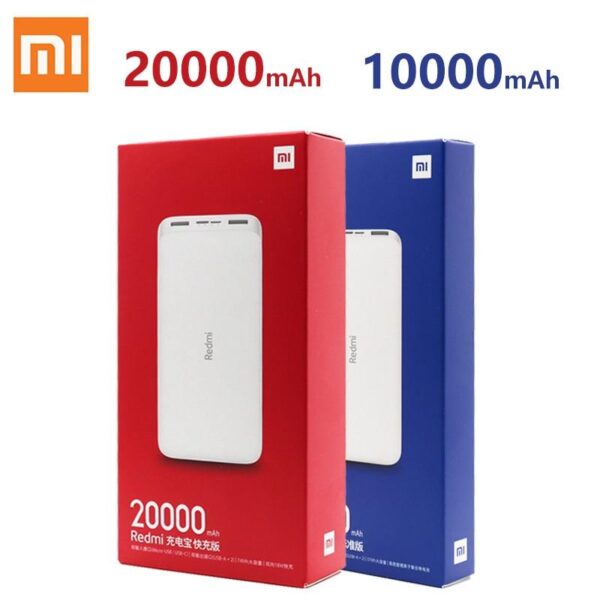 Xiaomi Mi Redmi Power Bank 20000mAh - 18W Fast Charge Dual USB Output - Type C Input - Mobile / Tablet / Laptop - Model PB200LZM - White & Black - With Cable