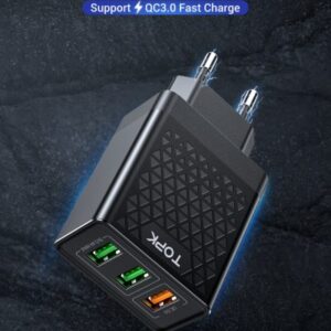 TOPK 3-Port 30W 3A Quick Charge B354Q Portable Mobile Phone USB Wall Charger