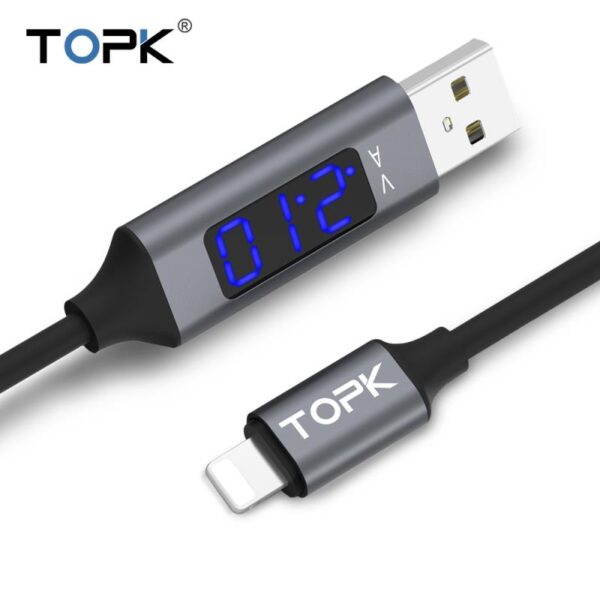 Original TOPK AC32 LED Display USB Voltage & Current Display Iphone Cable