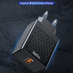 TOPK B154Q 18W 3A EU Portable Travel Fast Charging Wall USB Charger Adapterr
