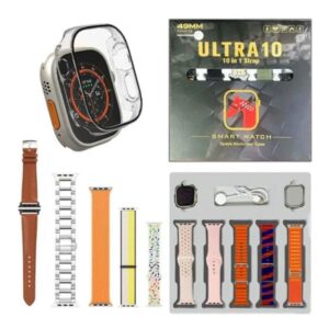 Ultra 10 Smart Watch | 10 In 1 Straps+jelly Case | Bt Calling | Super Hd Display 49mm | Multi Color Straps & Wireless