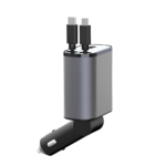 4 IN 1 Retractable Car Phone fast Charger 120W Car Charger USB C Cable For IPhone Huawei Samsung Fast Charge Cord Cigarette Lighter Adapter PD QC3.0 Mobile Chargers