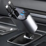 4 IN 1 Retractable Car Phone fast Charger 120W Car Charger USB C Cable For IPhone Huawei Samsung Fast Charge Cord Cigarette Lighter Adapter PD QC3.0 Mobile Chargers - Image 2