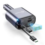 4 IN 1 Retractable Car Phone fast Charger 120W Car Charger USB C Cable For IPhone Huawei Samsung Fast Charge Cord Cigarette Lighter Adapter PD QC3.0 Mobile Chargers - Image 3