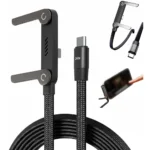 240W 2-In-1 Data Cable With Stand | 1.5 Meter C To C USB Data Cable | Fast Charging Nylon Braided Mobile Cable - Image 2
