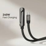 240W 2-In-1 Data Cable With Stand | 1.5 Meter C To C USB Data Cable | Fast Charging Nylon Braided Mobile Cable - Image 3